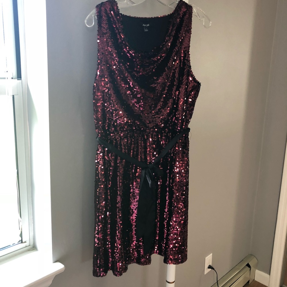 Gorgeous dark fushia sequence dress.